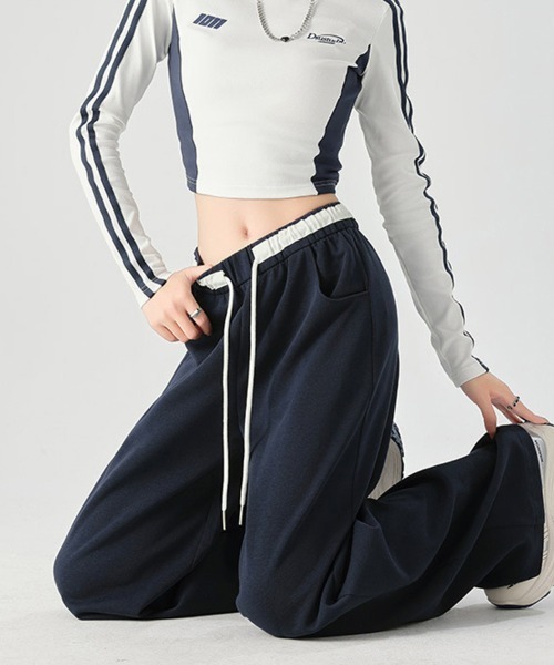 ONEP STAR(ワンピスター)の「ワイドシルエットスウェットパンツ(スウェットパンツ・レディース・ネイビー/グレー/ブラック・MEDIUM/SMALL/LARGE/X-LARGE)」の5枚目の写真