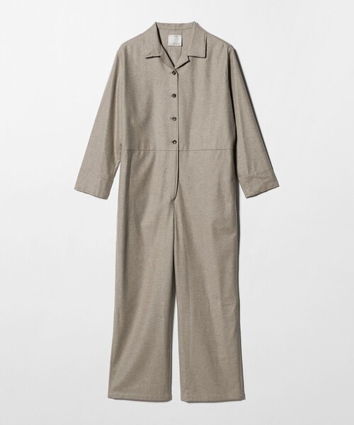 セール】＜conte＞フランネル オープンカラー オールインワン（つなぎ
