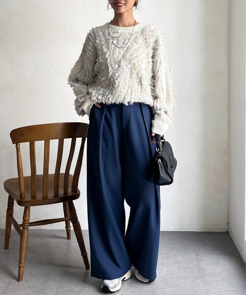 Chez toi（シェトワ）の「シャギーフリンジニットプルオーバー（ニット/セーター・レディース・グリーン/オフホワイト/ブラック・FREE）」の19枚目の写真