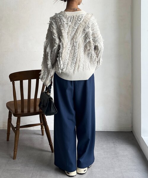 Chez toi（シェトワ）の「シャギーフリンジニットプルオーバー（ニット/セーター・レディース・グリーン/オフホワイト/ブラック・FREE）」の21枚目の写真