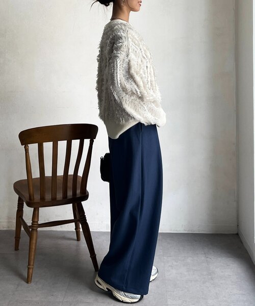 Chez toi（シェトワ）の「シャギーフリンジニットプルオーバー（ニット/セーター・レディース・グリーン/オフホワイト/ブラック・FREE）」の22枚目の写真