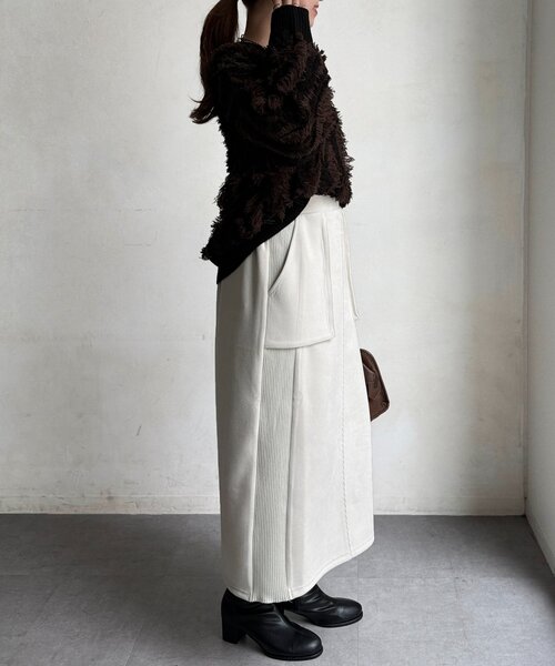 Chez toi（シェトワ）の「シャギーフリンジニットプルオーバー（ニット/セーター・レディース・グリーン/オフホワイト/ブラック・FREE）」の5枚目の写真