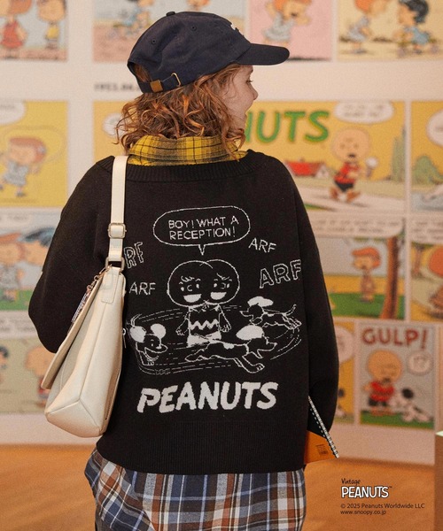 PEANUTS（ピーナッツ）の「MILKFED. × PEANUTS KNIT CARDIGAN（カーディガン/ボレロ・レディース・オフホワイト/ブラック・ONE SIZE）」の2枚目の写真