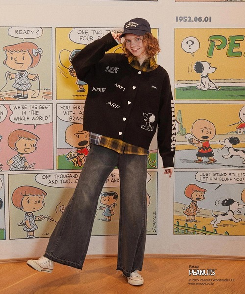 PEANUTS（ピーナッツ）の「MILKFED. × PEANUTS KNIT CARDIGAN（カーディガン/ボレロ・レディース・オフホワイト/ブラック・ONE SIZE）」の8枚目の写真