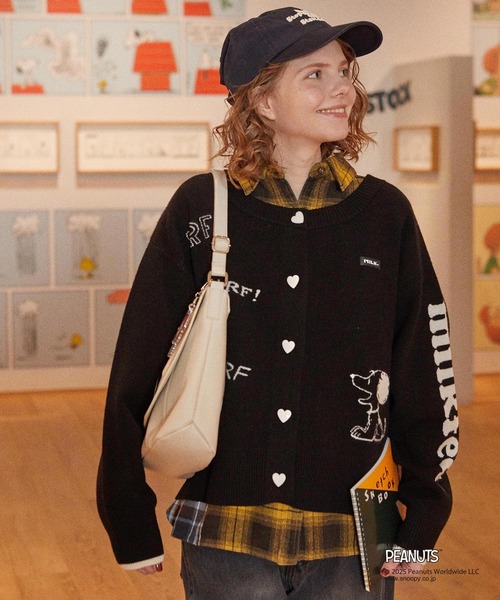 PEANUTS（ピーナッツ）の「MILKFED. × PEANUTS KNIT CARDIGAN（カーディガン/ボレロ・レディース・オフホワイト/ブラック・ONE SIZE）」の3枚目の写真