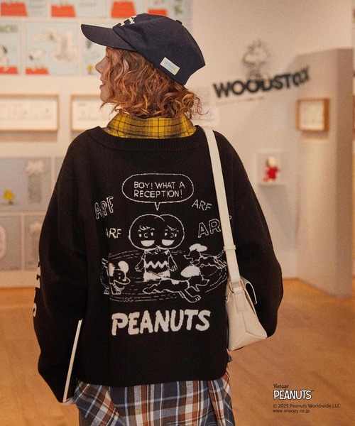 PEANUTS（ピーナッツ）の「MILKFED. × PEANUTS KNIT CARDIGAN（カーディガン/ボレロ・レディース・オフホワイト/ブラック・ONE SIZE）」の4枚目の写真