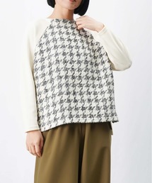 LUCA/LADY LUCK LUCA（ルカ/レディラックルカ）の「LC/LLL 千鳥柄袖切替カットソー（Tシャツ/カットソー）」