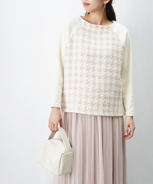 セール】LC/LLL 千鳥柄袖切替カットソー（Tシャツ/カットソー）｜LUCA