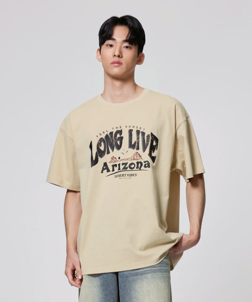 AGOD（エージーオーディー）の「アリゾナキャンピングレタリング半袖Tシャツ[ライトベージュ]（Tシャツ/カットソー・レディース・その他・SMALL/MEDIUM/LARGE）」の2枚目の写真