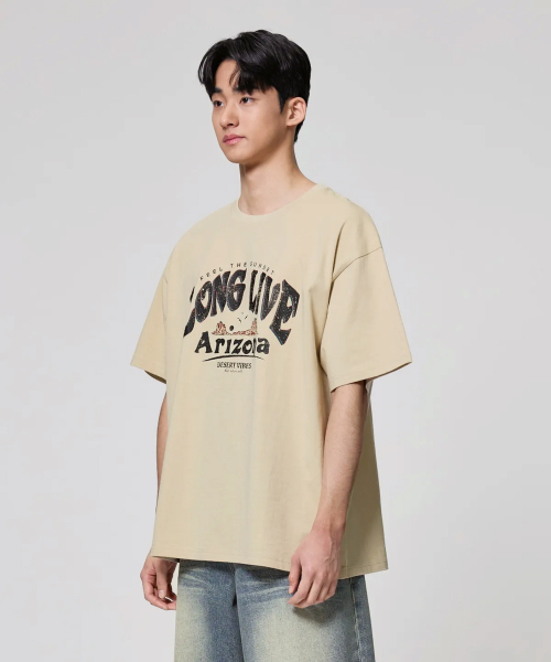AGOD（エージーオーディー）の「アリゾナキャンピングレタリング半袖Tシャツ[ライトベージュ]（Tシャツ/カットソー・レディース・その他・SMALL/MEDIUM/LARGE）」の3枚目の写真