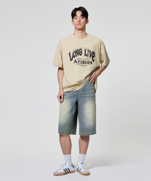 AGOD（エージーオーディー）の「アリゾナキャンピングレタリング半袖Tシャツ[ライトベージュ]（Tシャツ/カットソー・レディース・その他・SMALL/MEDIUM/LARGE）」の4枚目の写真