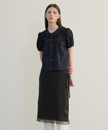 RIBBON LAYERED SKIRT BLACK