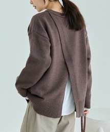 【洗える】バックスリットニットプルオーバー