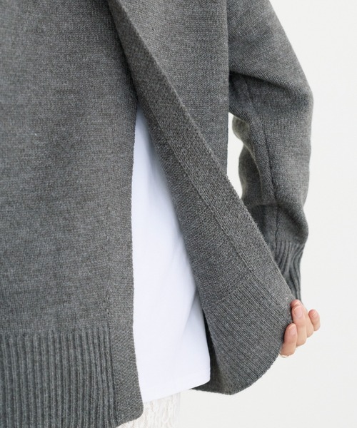 LAVEANGE(ラビアンジェ)の「【洗える】バックスリットニットプルオーバー(ニット/セーター・レディース・ブラウン/チャコールグレー/ブルー・F/3L/4L)」の9枚目の写真