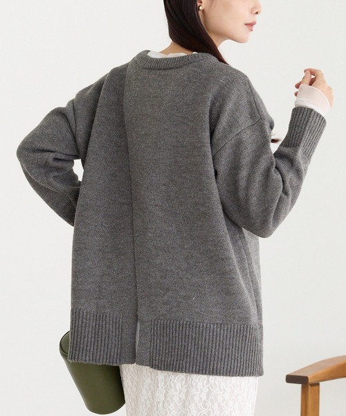 LAVEANGE(ラビアンジェ)の「【洗える】バックスリットニットプルオーバー(ニット/セーター・レディース・ブラウン/チャコールグレー/ブルー・F/3L/4L)」の17枚目の写真