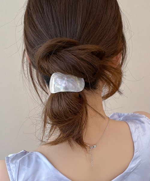 ヘアゴム　No.194 セール】ミックスカラーカーブヘアゴムレトロお洒落（ヘアゴム