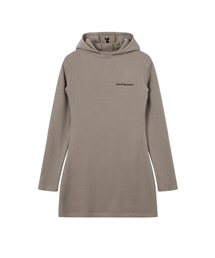 HAIRY HOOD KNIT DRESS - BEIGE