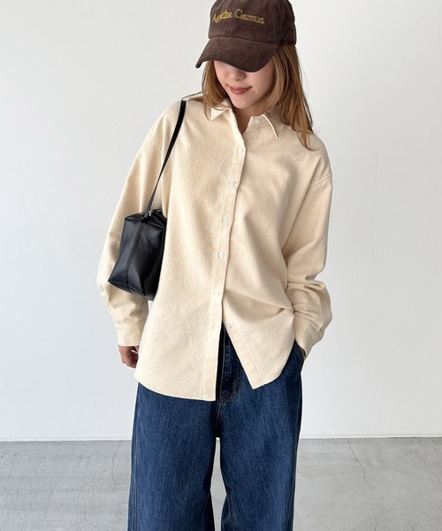 CANAL JEAN（キャナルジーン）の「El mar　コットンネルシャツ（シャツ/ブラウス・レディース・ホワイト/ベージュ・ONE SIZE）」の2枚目の写真