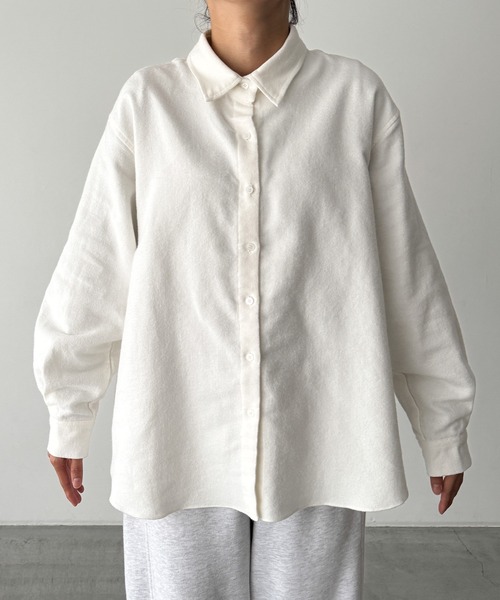 CANAL JEAN（キャナルジーン）の「El mar　コットンネルシャツ（シャツ/ブラウス・レディース・ホワイト/ベージュ・ONE SIZE）」の3枚目の写真