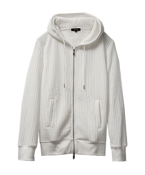 SOMEDIFF(サムディフ)の「【SOEMDIFF】ワッフルフルジップパーカー メンズ スウェット ホワイト ネイビー ブラック 春服 冬服(パーカー・メンズ・ホワイト×ネイビー/ホワイト/ブラック・M/L/XL)」の7枚目の写真