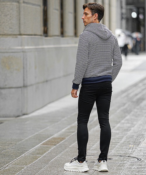 SOMEDIFF(サムディフ)の「【SOEMDIFF】ワッフルフルジップパーカー メンズ スウェット ホワイト ネイビー ブラック 春服 冬服(パーカー・メンズ・ホワイト×ネイビー/ホワイト/ブラック・M/L/XL)」の9枚目の写真