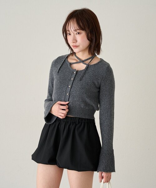 mline（エムライン）の「[mline]ストライプ バルーンスカパン（その他パンツ・レディース・ブラック/チャコールグレー・1/2）」の5枚目の写真