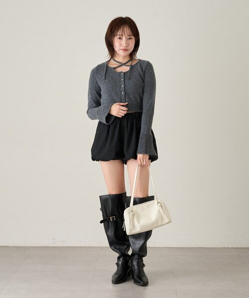 mline（エムライン）の「[mline]ストライプ バルーンスカパン（その他パンツ・レディース・ブラック/チャコールグレー・1/2）」の8枚目の写真