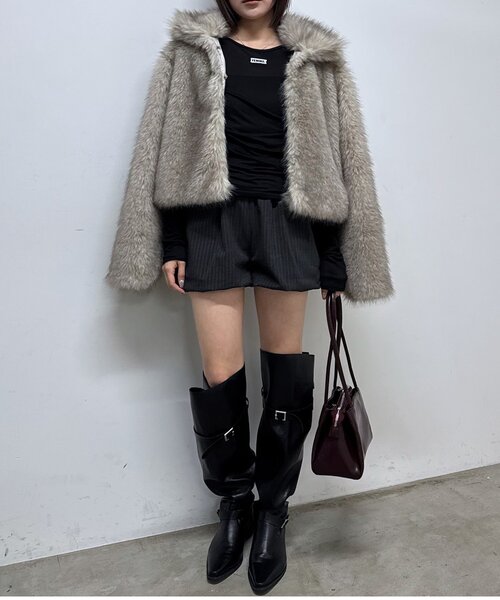 mline（エムライン）の「[mline]ストライプ バルーンスカパン（その他パンツ・レディース・ブラック/チャコールグレー・1/2）」の3枚目の写真