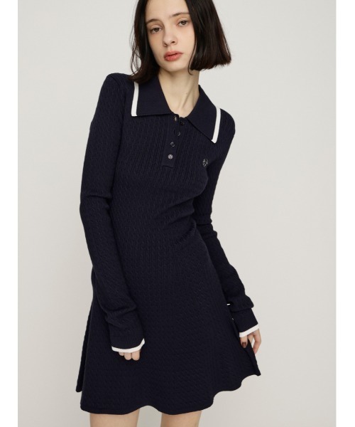 セール】COLLARED CABLE KNIT S/OP カラード ケーブルニット ショート