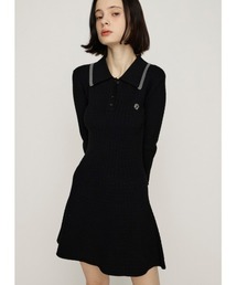 SLY(�X���C)��COLLARED CABLE KNIT S/OP �J���[�h �P�[�u���j�b�g �V���[�g�����s�[�X �H�� �~��(�����s�[�X)