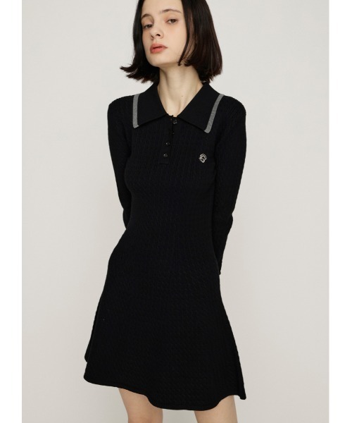 セール】COLLARED CABLE KNIT S/OP カラード ケーブルニット ショート