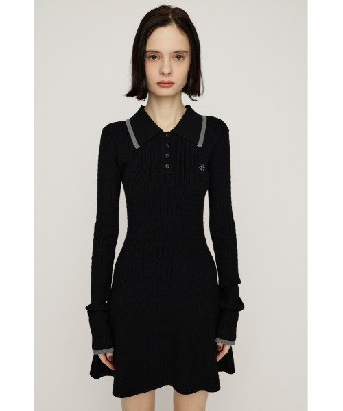 SLY(スライ)の「COLLARED CABLE KNIT S/OP カラード ケーブルニット ショートワンピース 秋服 冬服(ワンピース・レディース・ネイビー/ブラック/杢グレー・1/2)」の6枚目の写真