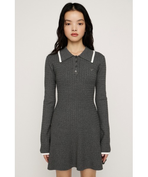 セール】COLLARED CABLE KNIT S/OP カラード ケーブルニット ショート