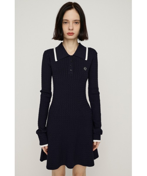 SLY(スライ)の「COLLARED CABLE KNIT S/OP カラード ケーブルニット ショートワンピース 秋服 冬服(ワンピース・レディース・ネイビー/ブラック/杢グレー・1/2)」の12枚目の写真