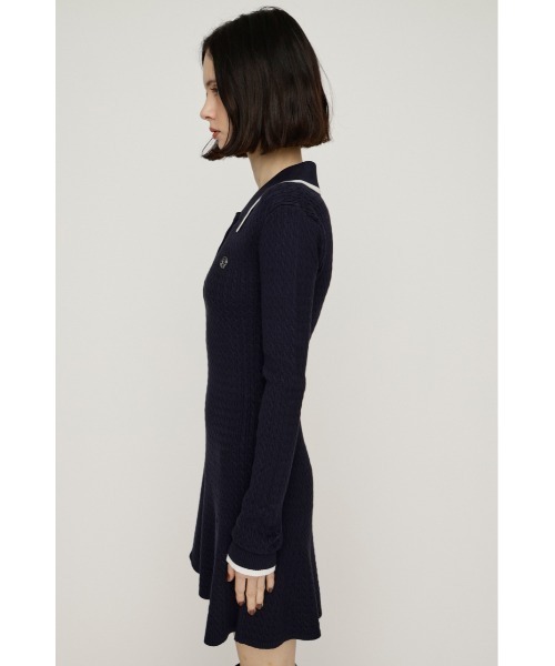 SLY(スライ)の「COLLARED CABLE KNIT S/OP カラード ケーブルニット ショートワンピース 秋服 冬服(ワンピース・レディース・ネイビー/ブラック/杢グレー・1/2)」の13枚目の写真