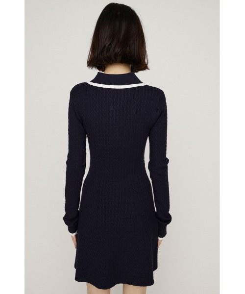 SLY(スライ)の「COLLARED CABLE KNIT S/OP カラード ケーブルニット ショートワンピース 秋服 冬服(ワンピース・レディース・ネイビー/ブラック/杢グレー・1/2)」の14枚目の写真