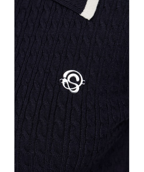 SLY(スライ)の「COLLARED CABLE KNIT S/OP カラード ケーブルニット ショートワンピース 秋服 冬服(ワンピース・レディース・ネイビー/ブラック/杢グレー・1/2)」の15枚目の写真