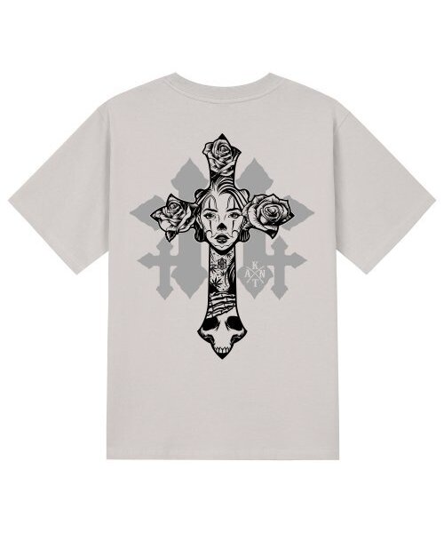 KAN6312(カン6312)の「KTC0115 チカノクロス半袖Tシャツ - ベージュ(Tシャツ/カットソー・メンズ・その他・SMALL/MEDIUM/LARGE/X-LARGE)」の1枚目の写真