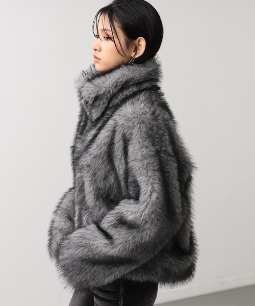 ANAP（アナップ）の「ダブルジップ ミックスファー ブルゾン（ブルゾン・レディース・ブラウン/グレー/ベージュ・F）」の22枚目の写真