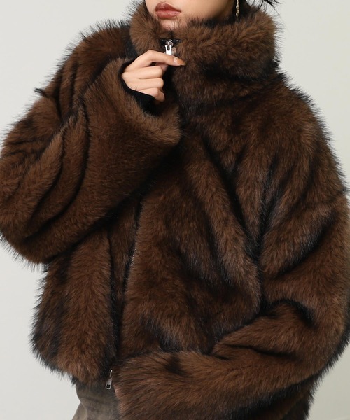 ANAP（アナップ）の「ダブルジップ ミックスファー ブルゾン（ブルゾン・レディース・ブラウン/グレー/ベージュ・F）」の17枚目の写真