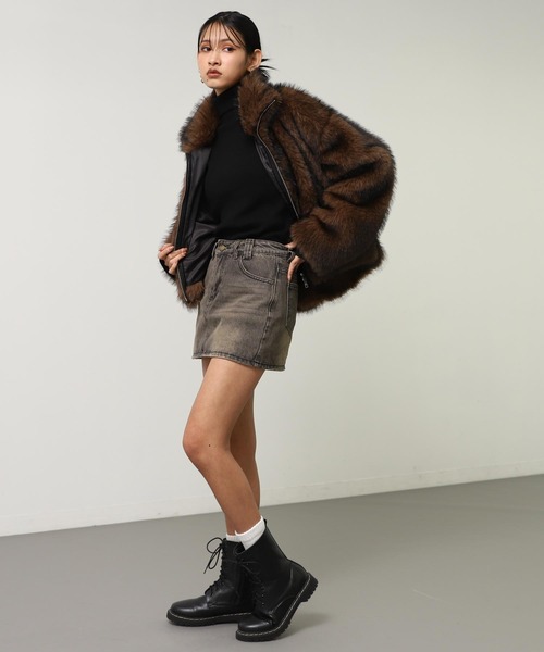 ANAP（アナップ）の「ダブルジップ ミックスファー ブルゾン（ブルゾン・レディース・ブラウン/グレー/ベージュ・F）」の9枚目の写真