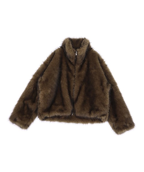 ANAP（アナップ）の「ダブルジップ ミックスファー ブルゾン（ブルゾン・レディース・ブラウン/グレー/ベージュ・F）」の11枚目の写真