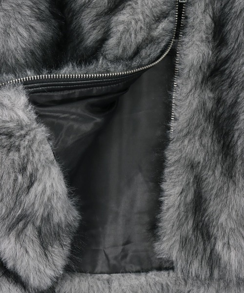 ANAP（アナップ）の「ダブルジップ ミックスファー ブルゾン（ブルゾン・レディース・ブラウン/グレー/ベージュ・F）」の6枚目の写真