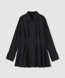 美品】ルルウィルビー タックシェイプシャツ フリル 2025SS 長袖 黒