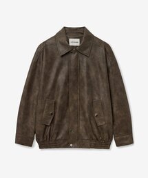 465-1 VINTAGE WASHING LEATHER LOOSE FIT JUMPER_BROWN
