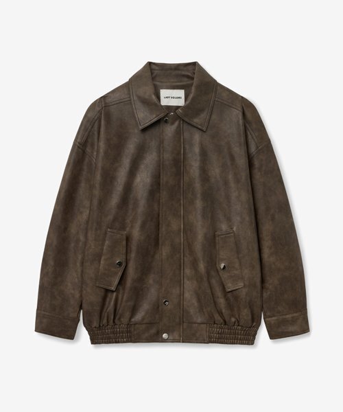 LADY VOLUME(レディーボリューム)の「465-1 VINTAGE WASHING LEATHER LOOSE FIT JUMPER_BROWN(ライダースジャケット・レディース・その他・FREE)」の1枚目の写真