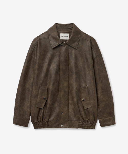 LADY VOLUME(レディーボリューム)の「465-1 VINTAGE WASHING LEATHER LOOSE FIT JUMPER_BROWN(ライダースジャケット・レディース・その他・FREE)」の2枚目の写真