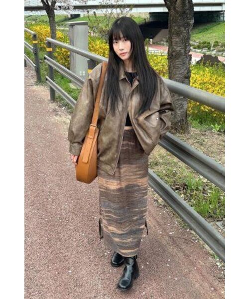 LADY VOLUME(レディーボリューム)の「465-1 VINTAGE WASHING LEATHER LOOSE FIT JUMPER_BROWN(ライダースジャケット・レディース・その他・FREE)」の5枚目の写真