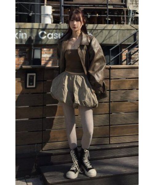LADY VOLUME(レディーボリューム)の「465-1 VINTAGE WASHING LEATHER LOOSE FIT JUMPER_BROWN(ライダースジャケット・レディース・その他・FREE)」の8枚目の写真