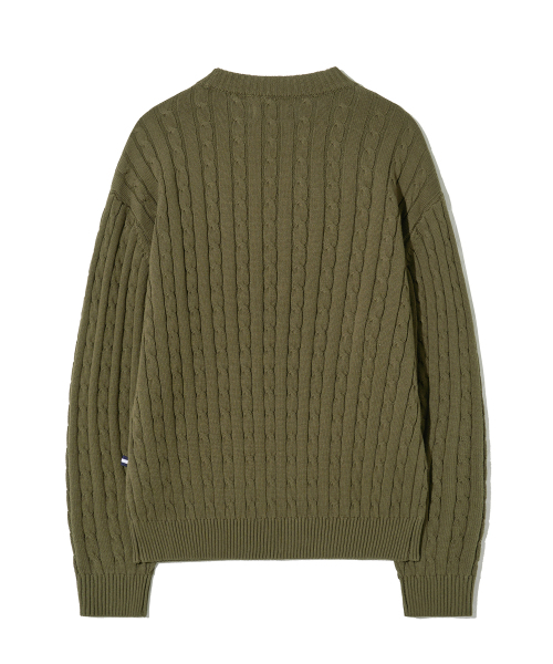 YALE(イェール)の「Yロゴケーブルラウンドニットカーキ(ニット/セーター・レディース・その他・SMALL/MEDIUM/LARGE/X-LARGE)」の2枚目の写真